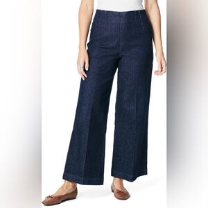 Spanx Zero Waistband Cropped Wide Leg Jeans in Raw Indigo Wash— Size XL